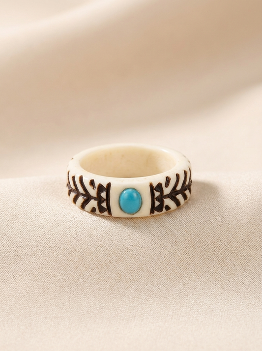 Turqoise Gem Antler Ring
